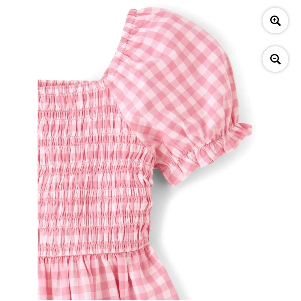 The Children’s Place Girls Pink Check Smocked Dress Size XXL (16) NWT